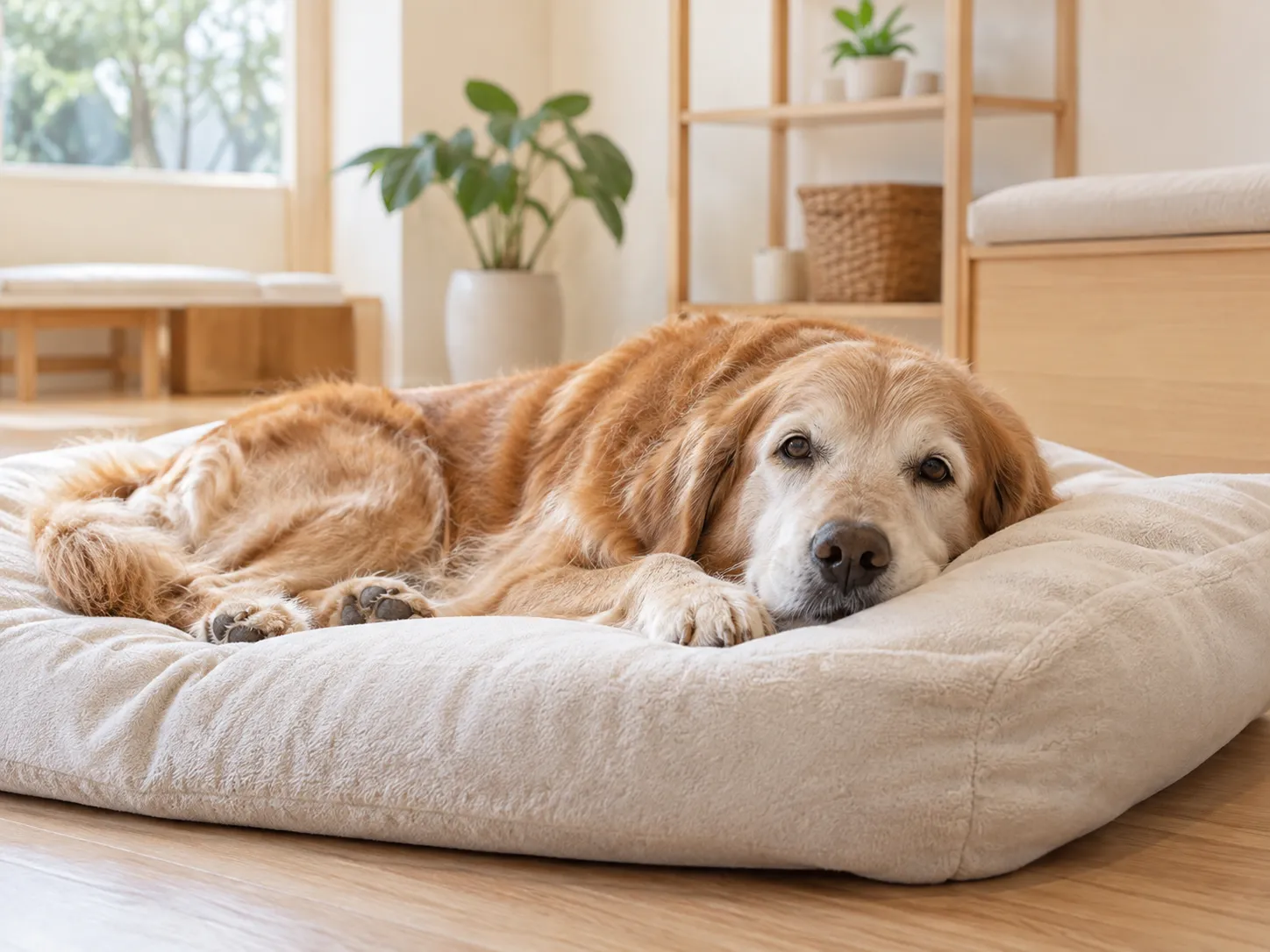 穏やかに休むシニア犬
